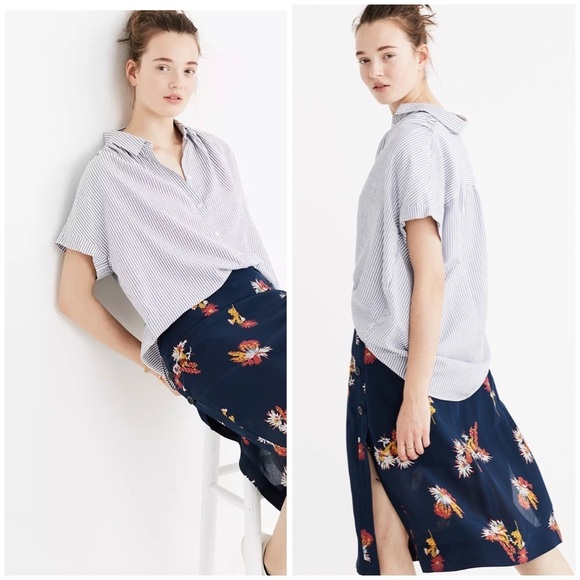 MADEWELL Central Shirt in Benton Stripe Blue Style G7334 - Picture 2 of 6